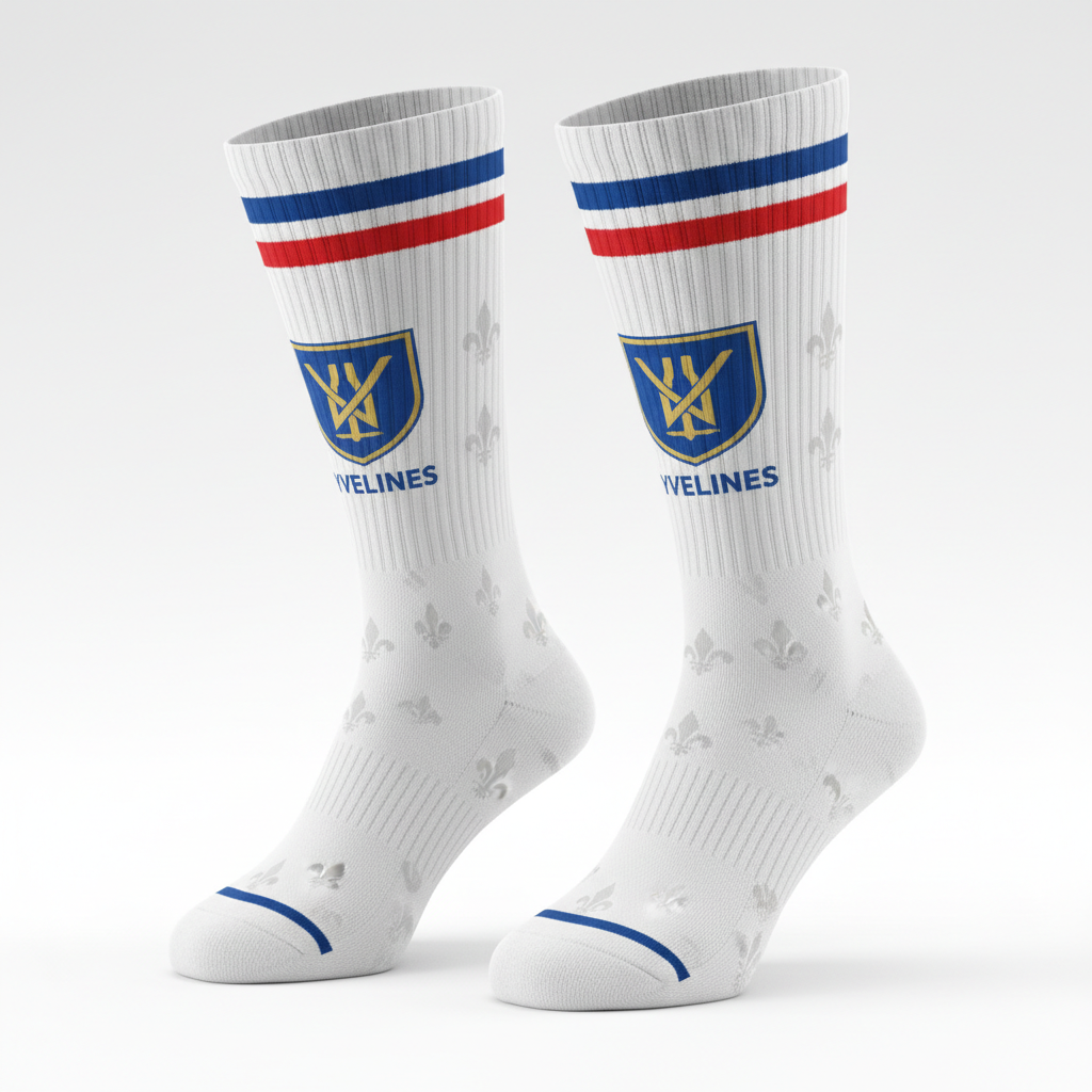 Paire de chaussettes Yvelines France debout - fond blanc studio